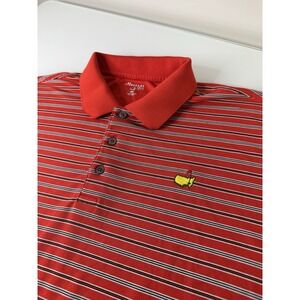 Mens The Masters Tech Golf Tournament Polo Shirt Size XXL Red Striped Stretch